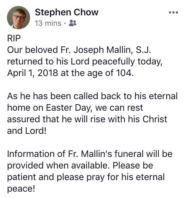 Fr Mallin RIP